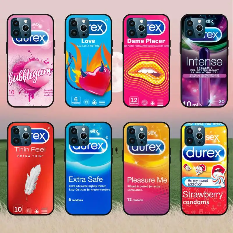 Sexy condom brand D-Durex box Phone Case For iPhone 7 8 Plus 11 12 Mini 13 14 Pro Max X  SE XR XS