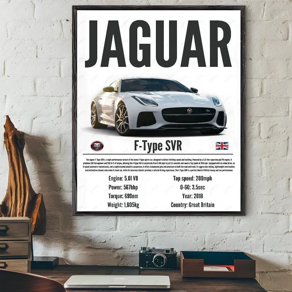 Фото J-JAgUARs F Тип SVR XJ220 КРУТОЙ Плакат Липкая Настенная Художественная Печать Водонепроницаемый Дом Гостиная Кровать Бар Прихожая Эстетический Декор №3