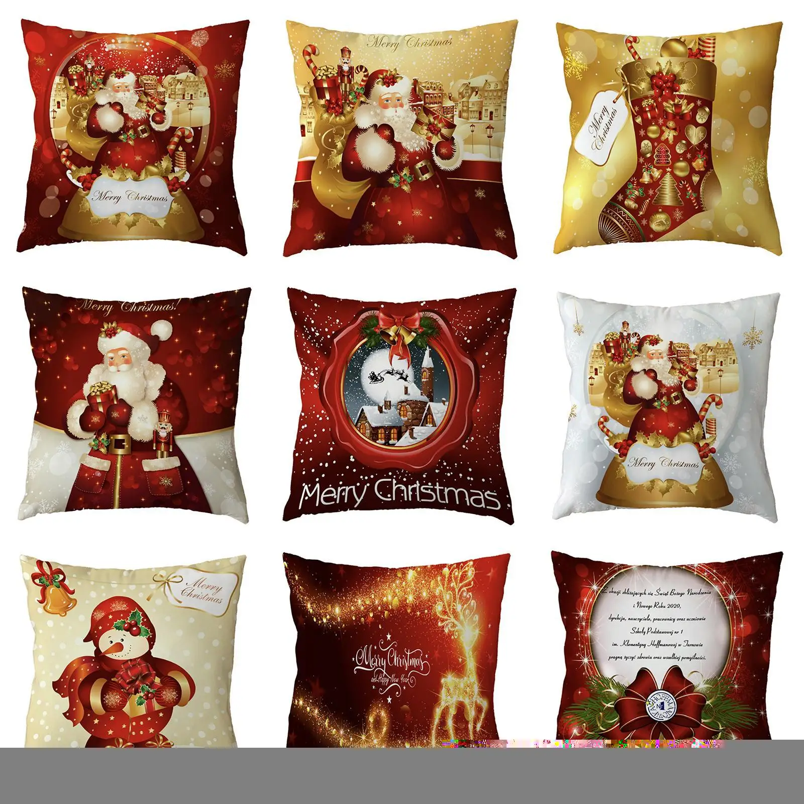 

Квадратные декоративные наволочки 45 х45 см с рождественским мультяшным принтом, наволочки для дивана, наволочки из полиэстера