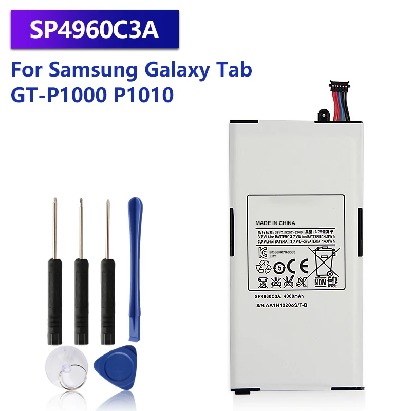 

Replacement Battery SP4960C3A For Samsung GALAXY Galaxy Tab GT-P1000 P1010 P1000 Rechargeable Tablet Battery 4000mAh