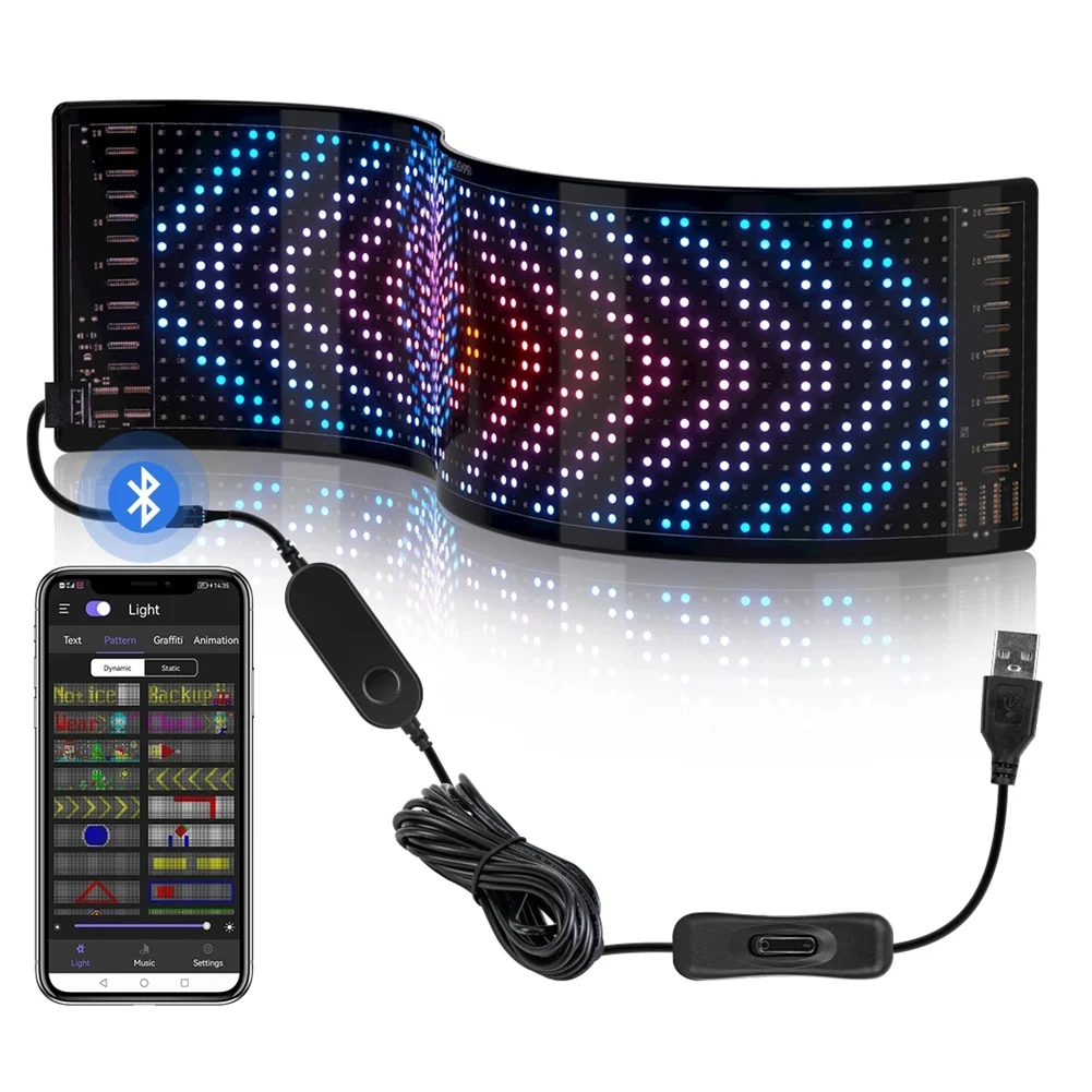 

Светодиодный матричная Пиксельная панель Bluetooth APP USB 5 В гибкий адресный RGB шаблон граффити прокрутка текст анимация дисплей S