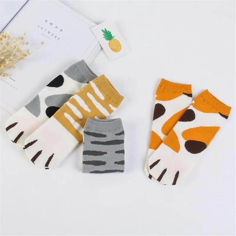 Носки женские хлопковые милые короткие носки с кошачьими кошечками и когтями для