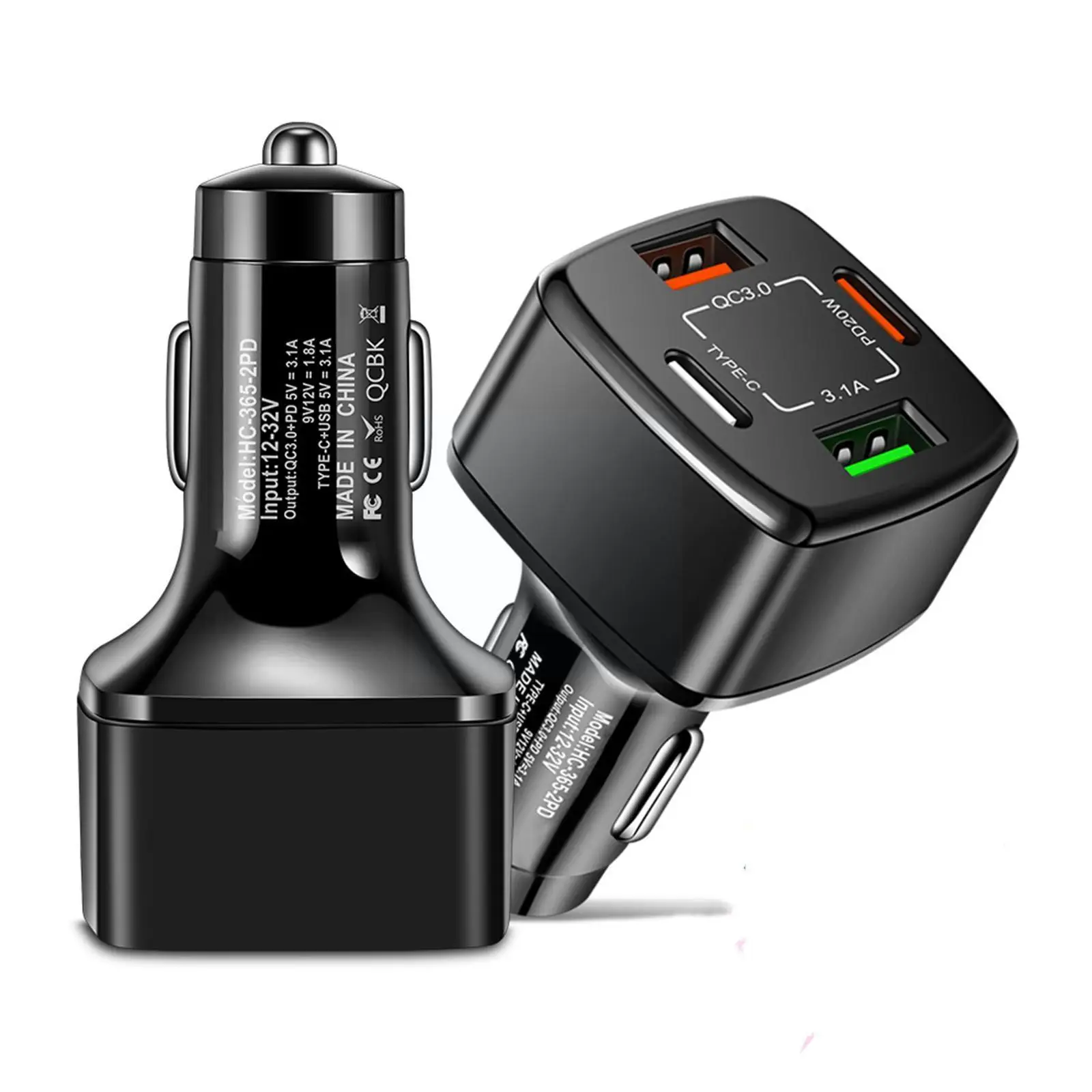 

Автомобильное зарядное устройство с 4 USB-портами и поддержкой быстрой зарядки, 20 Вт