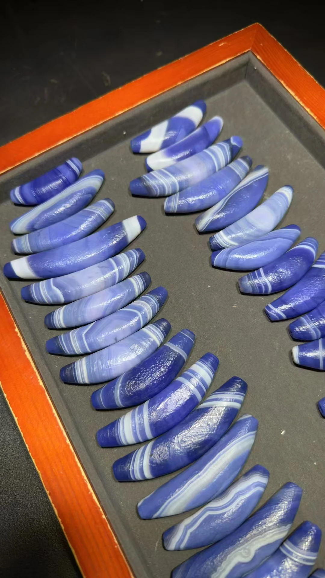 33 шт./лот синий агат Baojiang старый бычий рог тибетские бусины Дзи натуральные