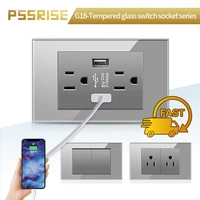 pssrise us standard wall switch socket tempered glass panel diy multifunctional switch power outlet usb combination 118mm72mm