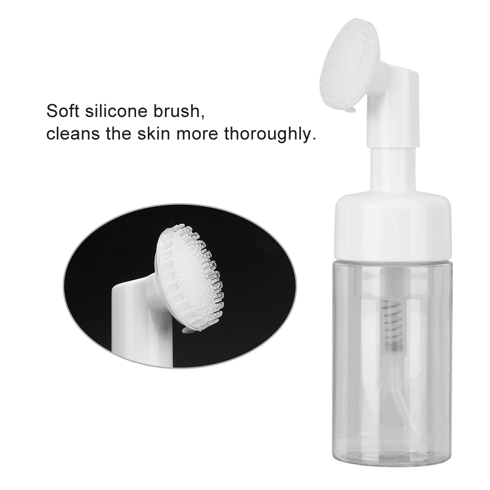 

Portable Mousse Foaming Empty Bottle Refillable Travel Dispenser Container (Brush Head White)