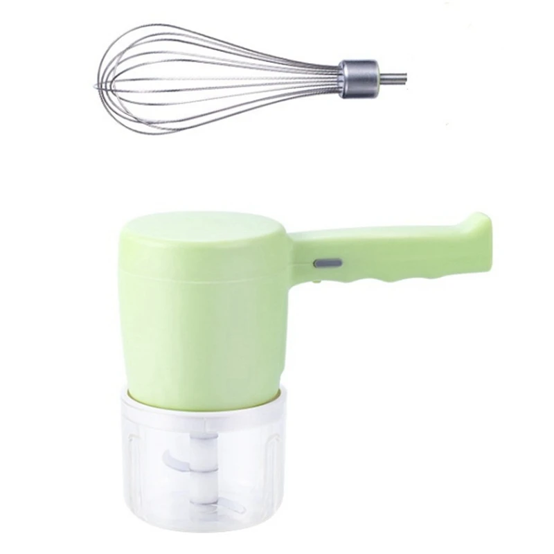 

2 In 1 Wireless Electric Whisk Food Chopper Garlic Pounder Egg White Cream Mixer Kitchen Tools, USB Charging