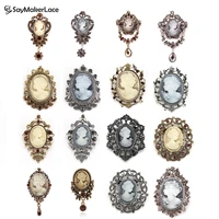 crystal rhinestones cameo vintage brooches for women queens head portrait brooch for antique wedding jewelry clothing access