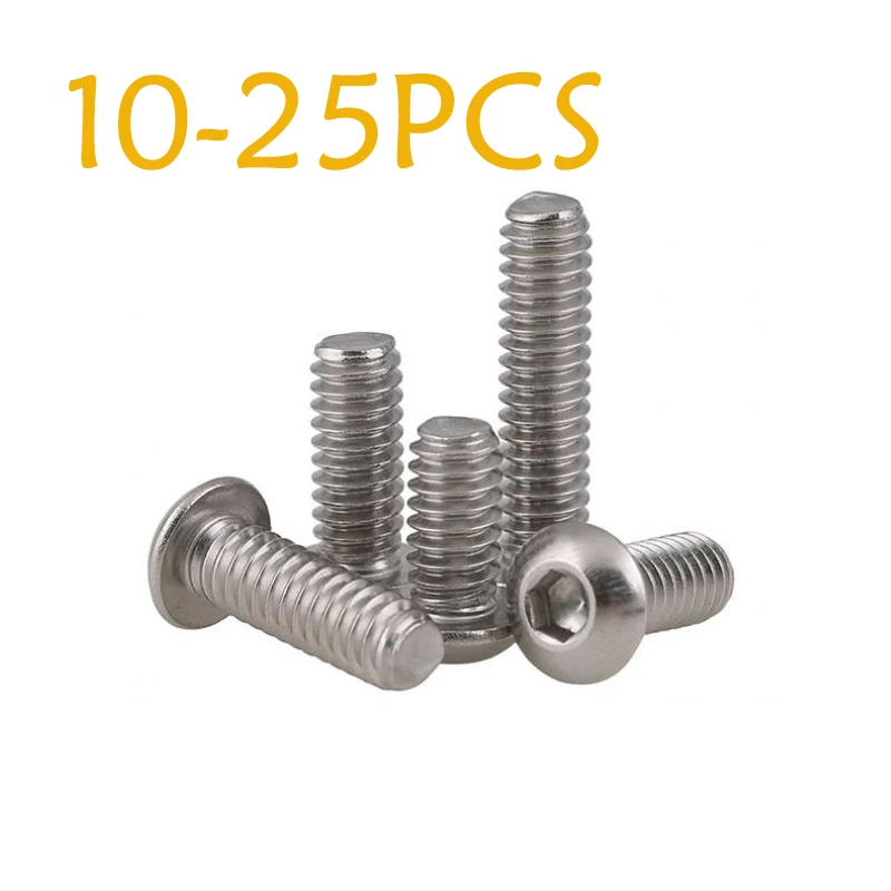 

10-25Pcs Imperial 304 Stainless Steel Half Round Hex Hexagon Socket Allen Head Hexagon Socket Bolt Screw 4# 40x3/16- 40x1