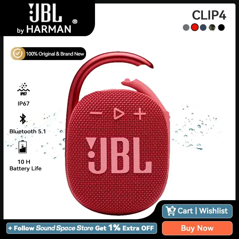JBL CLIP4 оригинальные Беспроводные Bluetooth колонки CLIP 4 портативный мини музыкальный плеер BT 5,1 IP67 водонепроницаемый динамик 10 часов воспроизведения