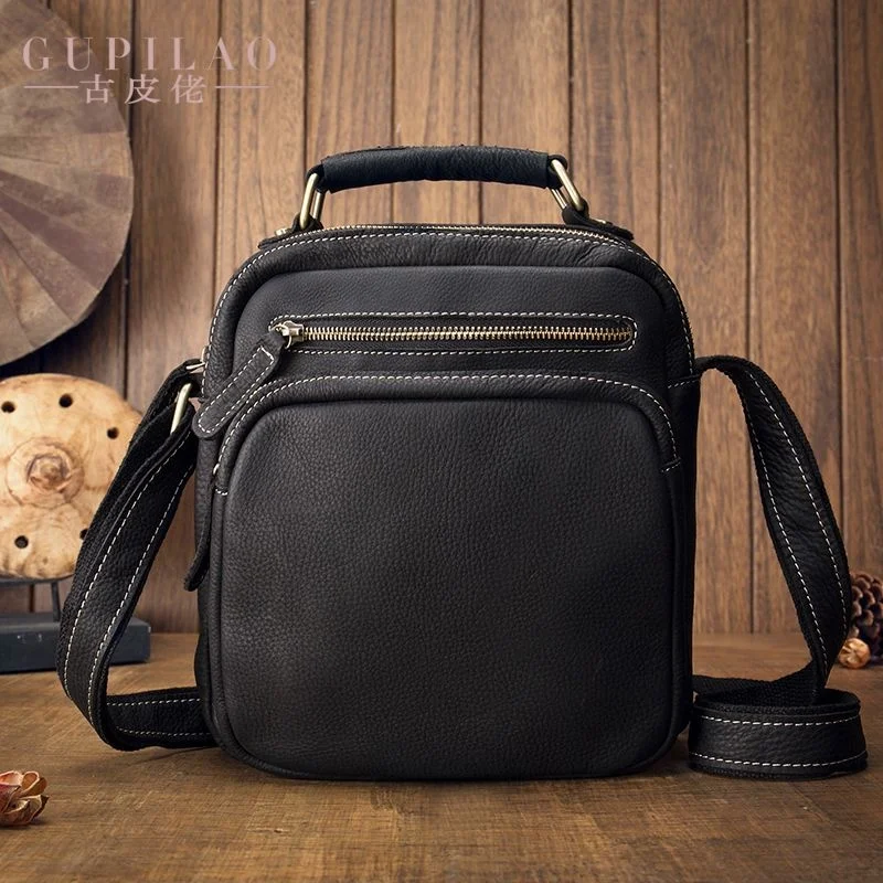 

Handmade 100% Original genuine Crossbody Shoulder Casual Cow Leather Handbag Korean Fashion Personality Men's Bag