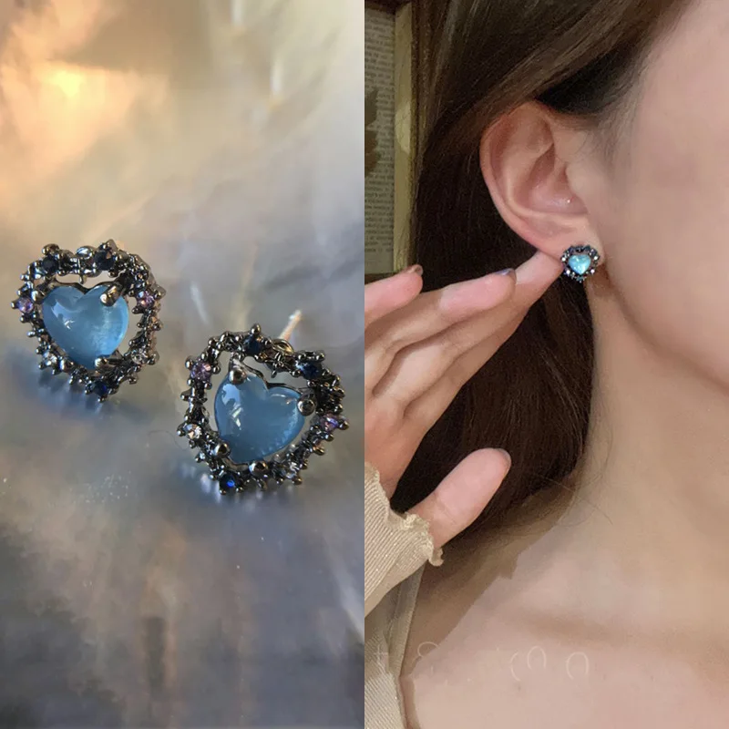 

2022 Retro Fashion Ocean Heart Earrings for Women Girl's Charm Party Jewelry Accessories Anniversary Gift