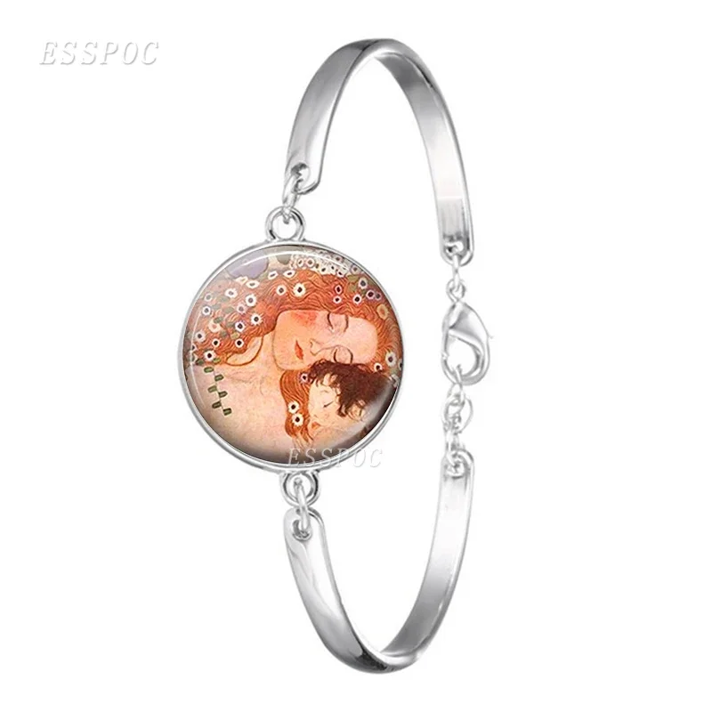 Браслет Климт цепочка стекло кабошон ювелирные изделия картина маслом поцелуй