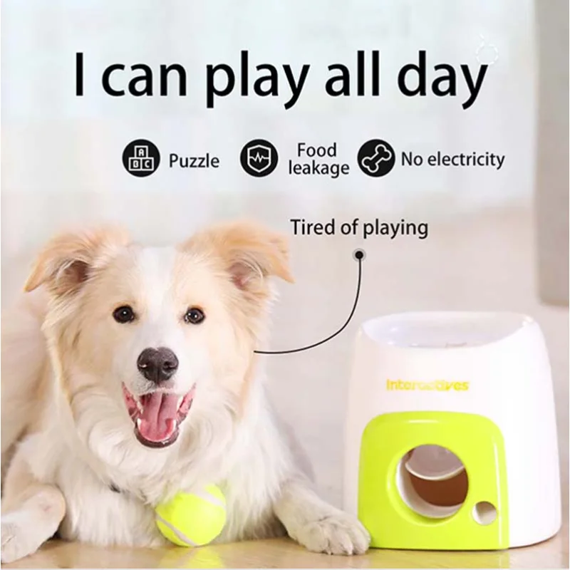 

Ball Leakage of Food Toy Tennis Food Reward Machine Tennis Ball Machine Automatic Throw Pet Feeder Toy Suitable for Cats Dogs