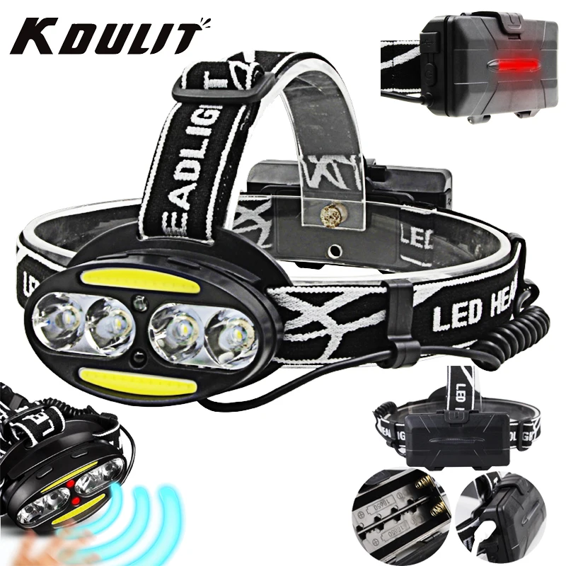 

KDULIT Sensing Multifunction Headlamp Multi-mode 18650 Battery Headlight Rechargeable USB Multi Light Camping Hiking Torch Lamp