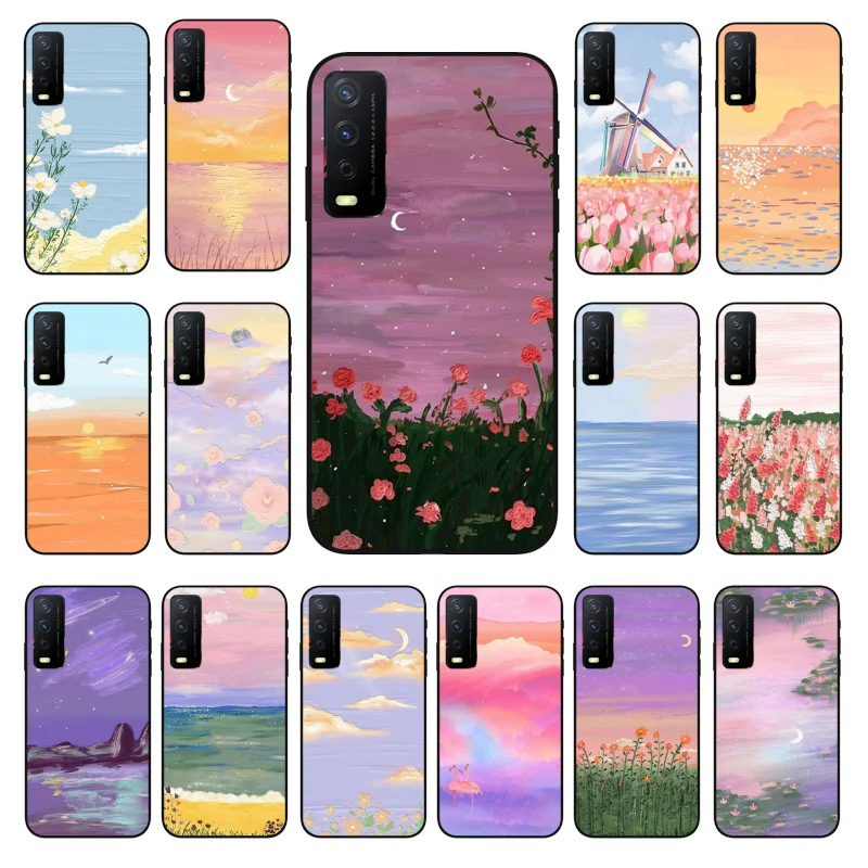 

Hand Painted Flower Sceneary Phone Case For VIVO Y31 Y21 Y70 Y21S Y20 Y72 1907 Y12 Y11S Y53S Y33S Y55 Y76 Y51 Y15S Y01 Funda