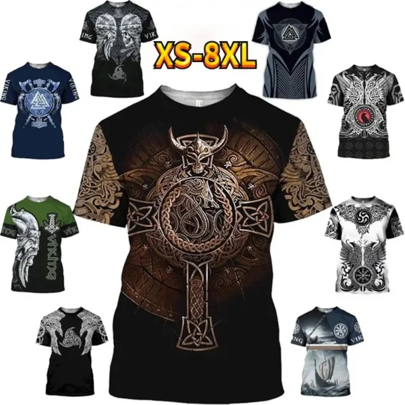 

Women Men Viking Tattoo Art Skull T-Shirt 3D Print Short Sleeves Cosplay Men's Clothing T-shirts Oversized Haikyuu T Shirt Tops