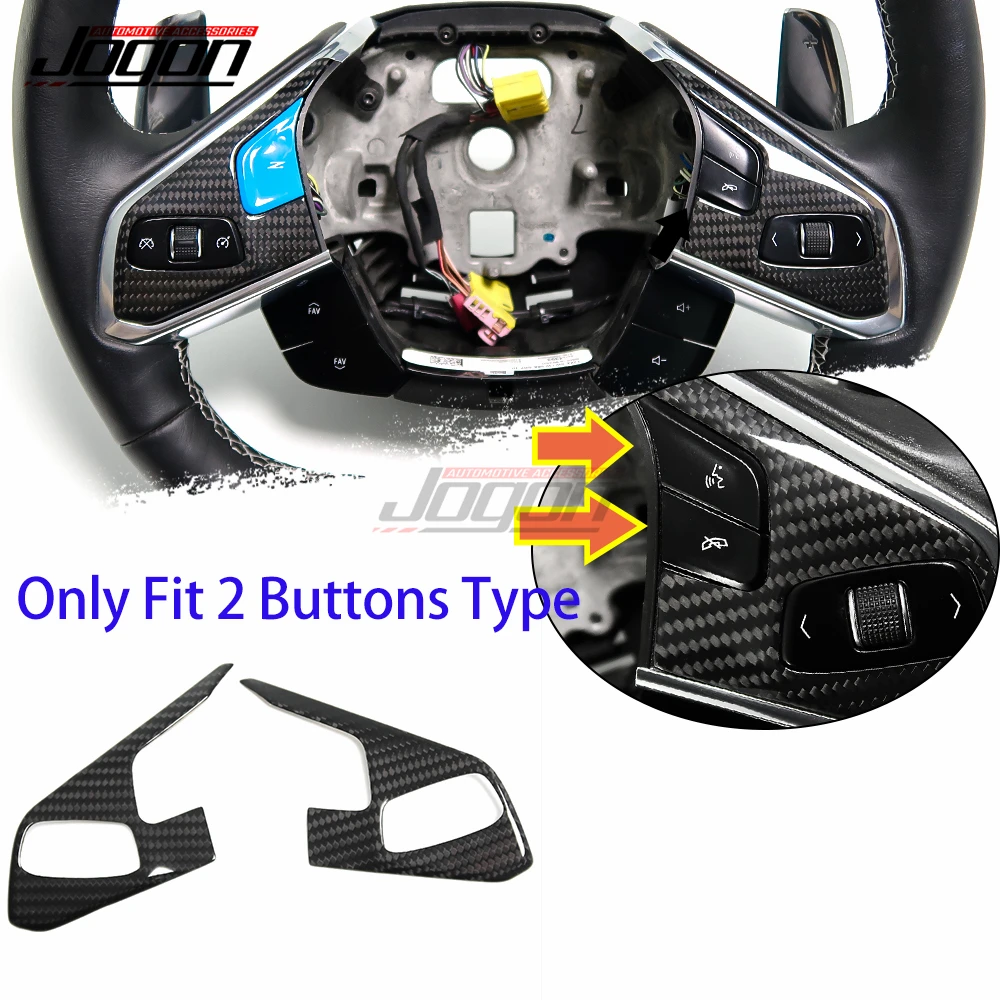 JOGON-tira de botones para volante de coche, accesorio de fibra de carbono para consola central, cubierta lateral para Corvette C8 Coupe Z51 2020-2022