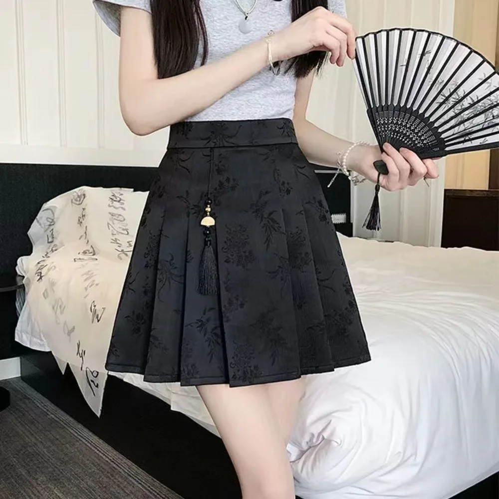 Черная бежевая мини-юбка с рисунком лошади короткая плиссированная юбка Mamianqun