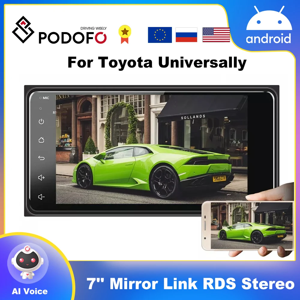 

Автомобильная Мультимедийная система Podofo, универсальная Автомагнитола на Android, с сенсорным экраном 2.5D, с GPS/Wi-Fi/FM/Mirrorlink/USB/Bluetooth, типоразмер 2DIN