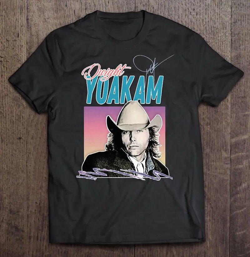 

Винтажная Тяжелая хлопковая черная футболка Yoakam со звездами и музыкой, все размеры, футболки