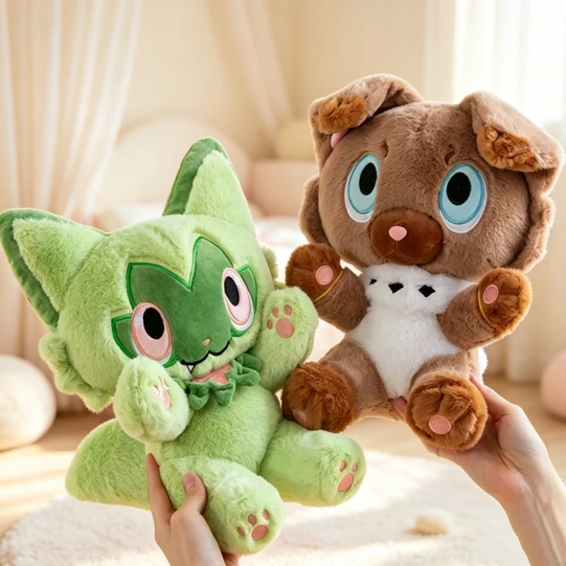 Фото НОВЫЕ плюшевые игрушки Sprigatito и Rockruff: милые мягкие куклы-покемоны, плюшевые подушки, декор для дома, подарок №1