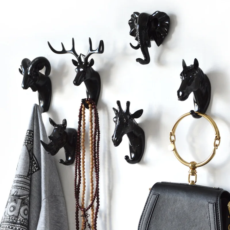 

European Style Hanging Hook Clothes Living Room Creative Hook Without Punching Strong Adhesive Wall Decoration Deer Head Home