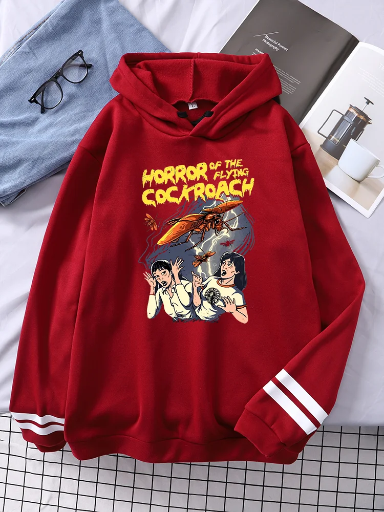 

Horror Of The Flying Cockroach Disaster Comics Women Hoodies Casual Fleece Pullover Fashion Autumn Sweatshirt Womans Stripe Tops