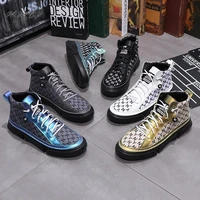 mens sneakers casual fashion canvas upper height increased dazzle color platform shoes street trend cool hip hop board shoes