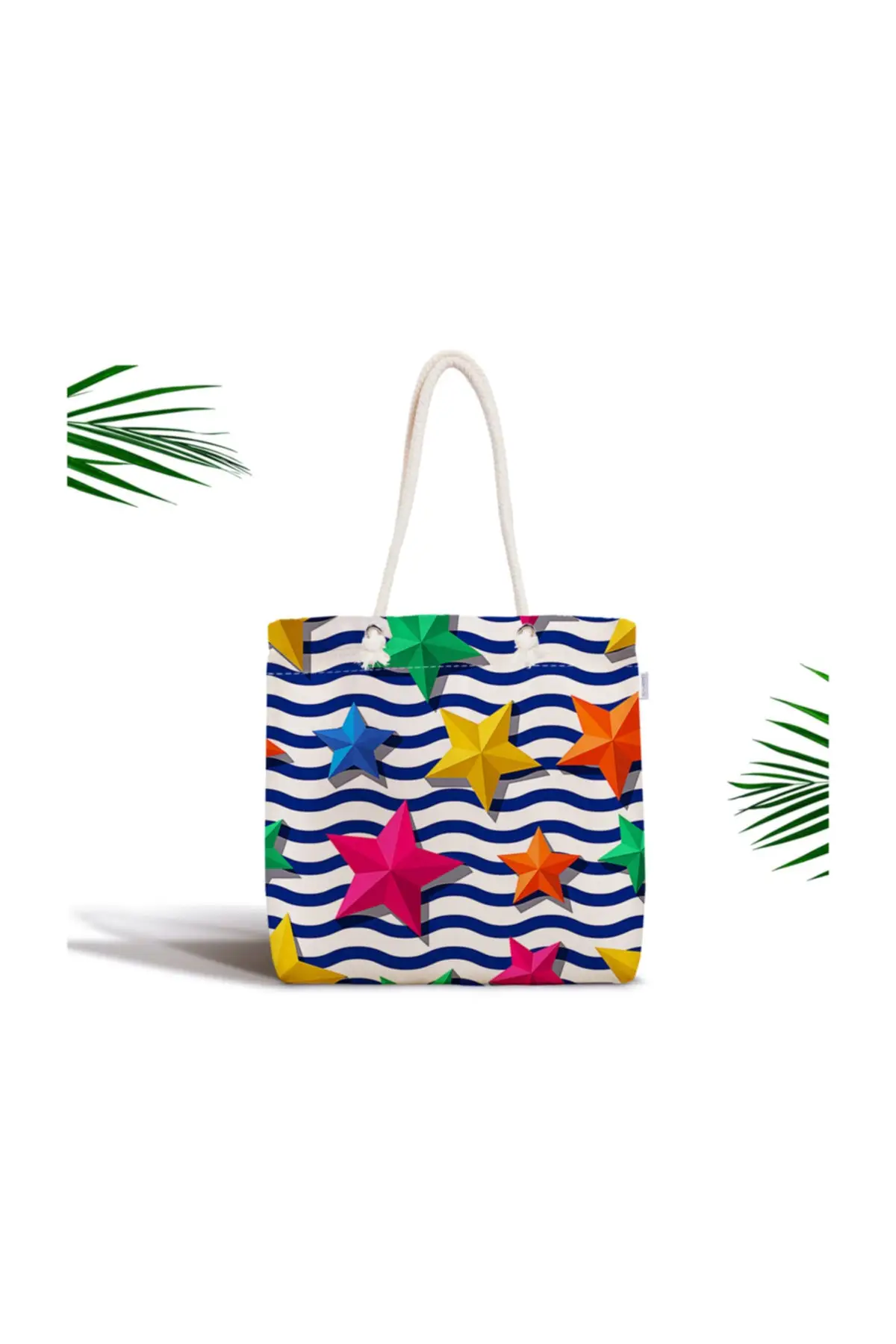 

Женская пляжная сумка зигзаг, объемный тоут на молнии с цифровой печатью и звездами, модная летняя большая сумка-шоппер на плечо