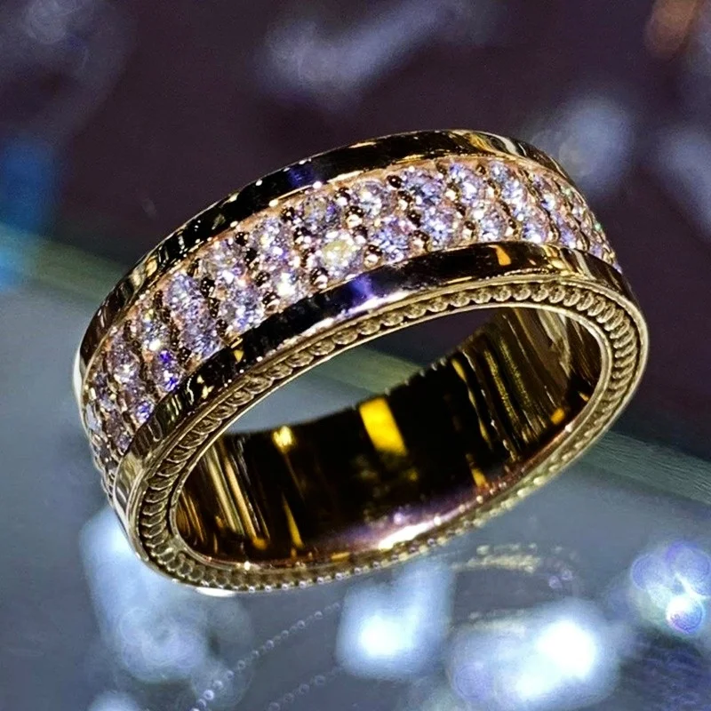

Gold Color Ring with Bling Zircon Stone for Women Fashion Jewelry Wedding Engagement Statement Ring 2022