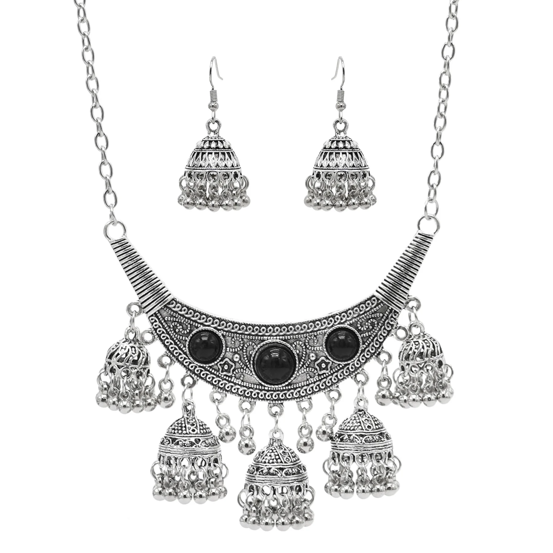 Набор этнических металлических ожерелий и серег тибетские индийские ювелирные