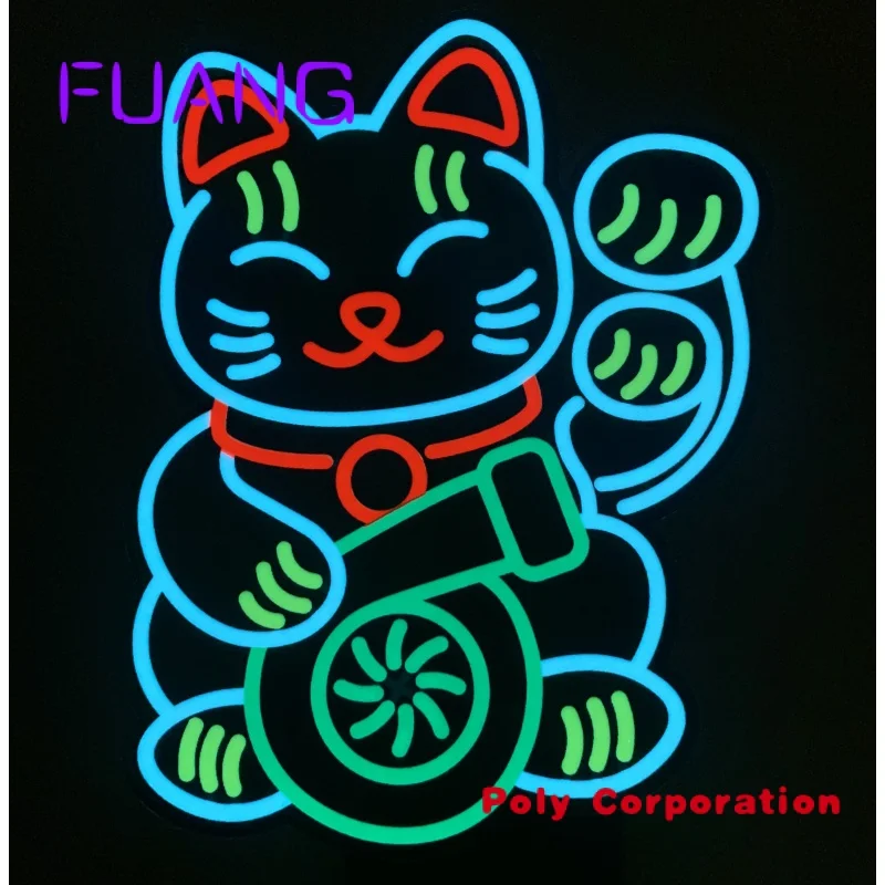 Newest Lucky Cat Sign JDM Custom DIY EL luminous logo flexible LED lighting car sticker customized LED logo