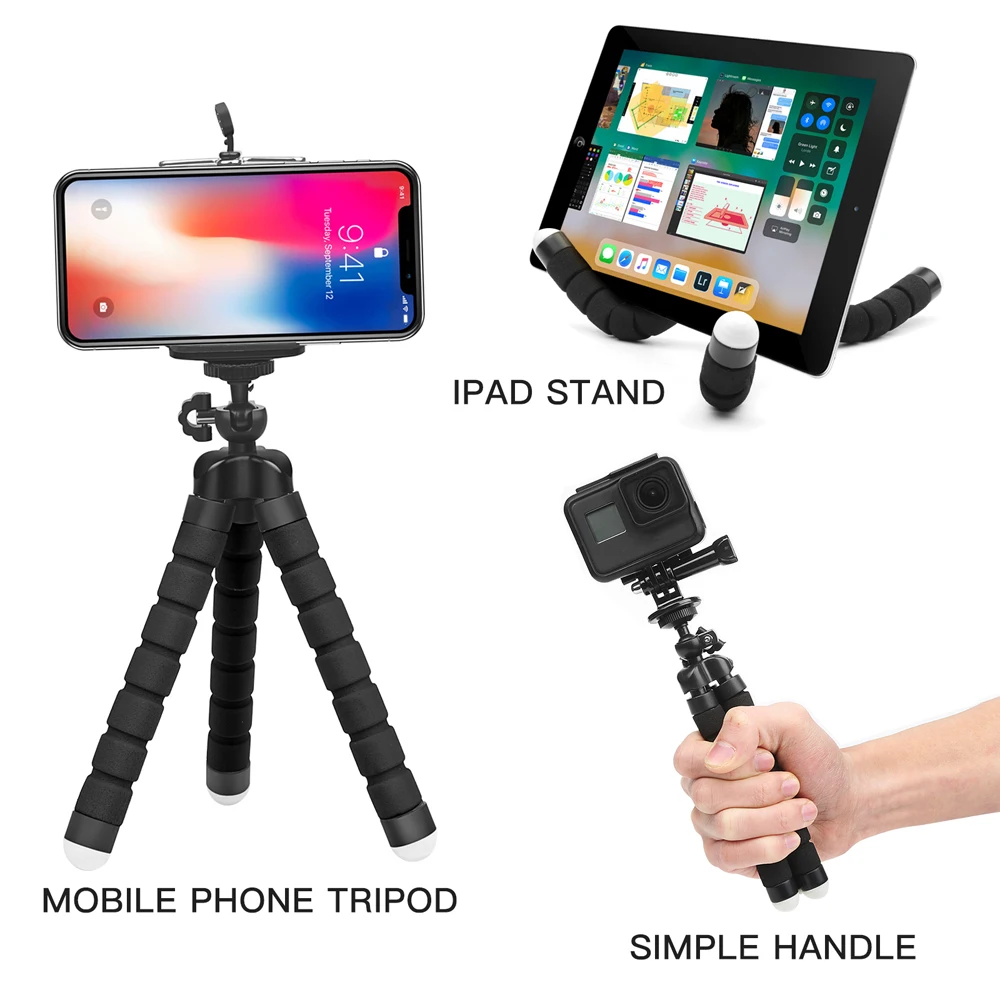 Купи Mobile Phone Holder Flexible Octopus Tripod Bracket for Mobile Phone Camera Selfie Stand Monopod Support Photo Remote Control за 155 рублей в магазине AliExpress