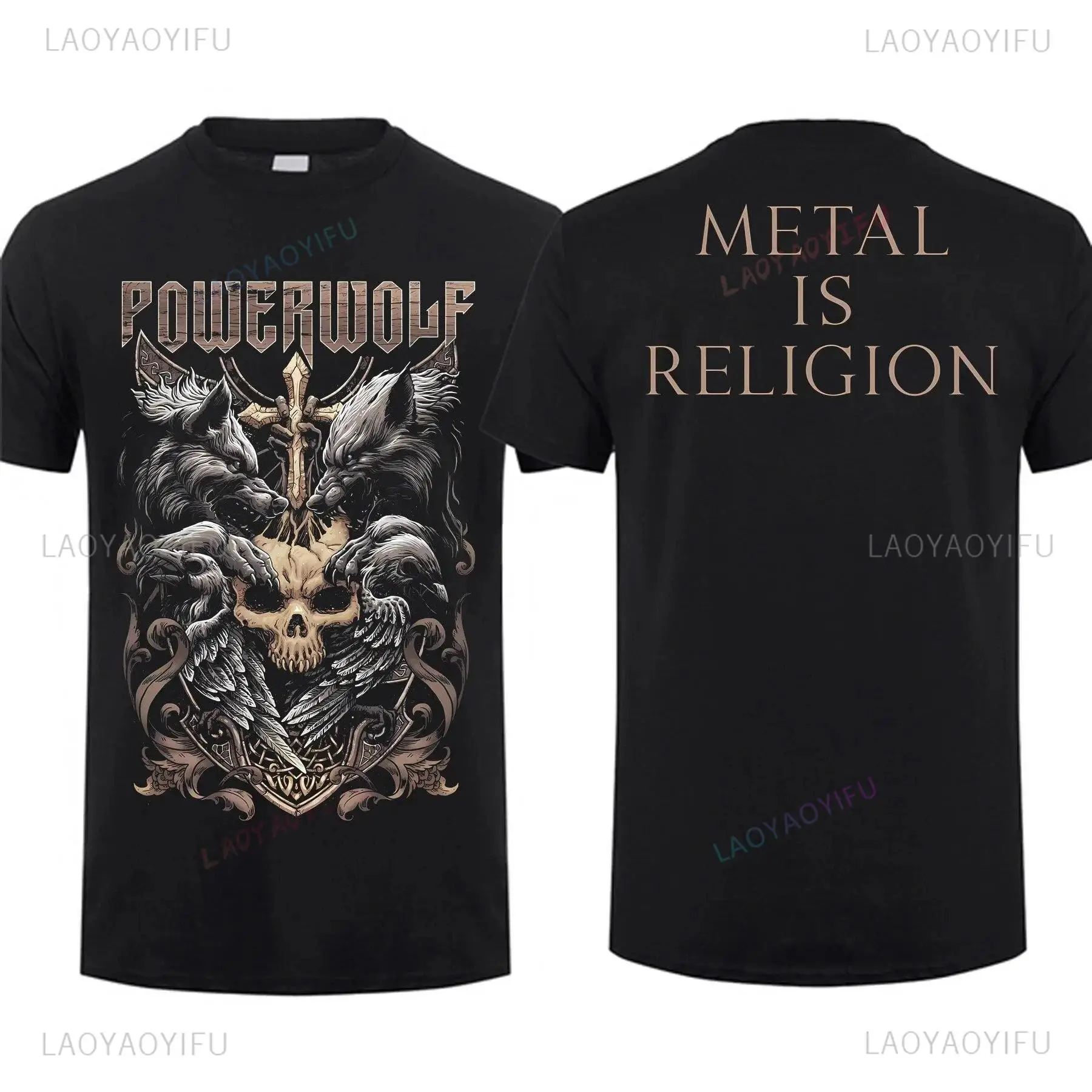 Мужская и женская хлопковая футболка с принтом Powerwolf повседневная рубашка Via Dolorosa