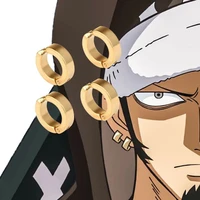anime one piece character trafalgar law earrings cosplay titanium steel golden clip earring jewelry custom gift drop ship
