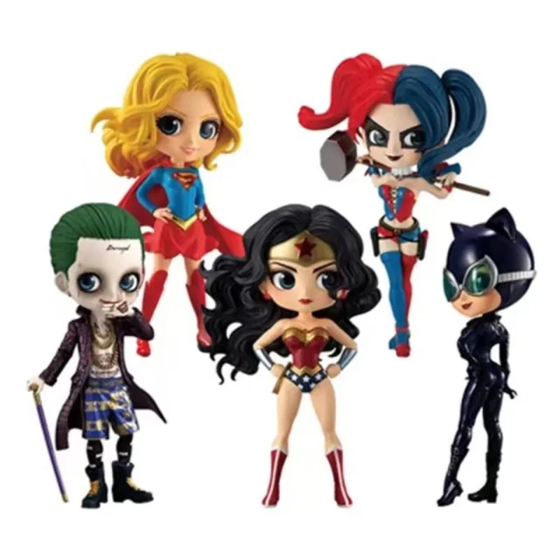 

14cm Kids Toys Action Figure Anime Figurines Collectible Dolls Harley Quinn Joker Superhero PVC Q Posket Model