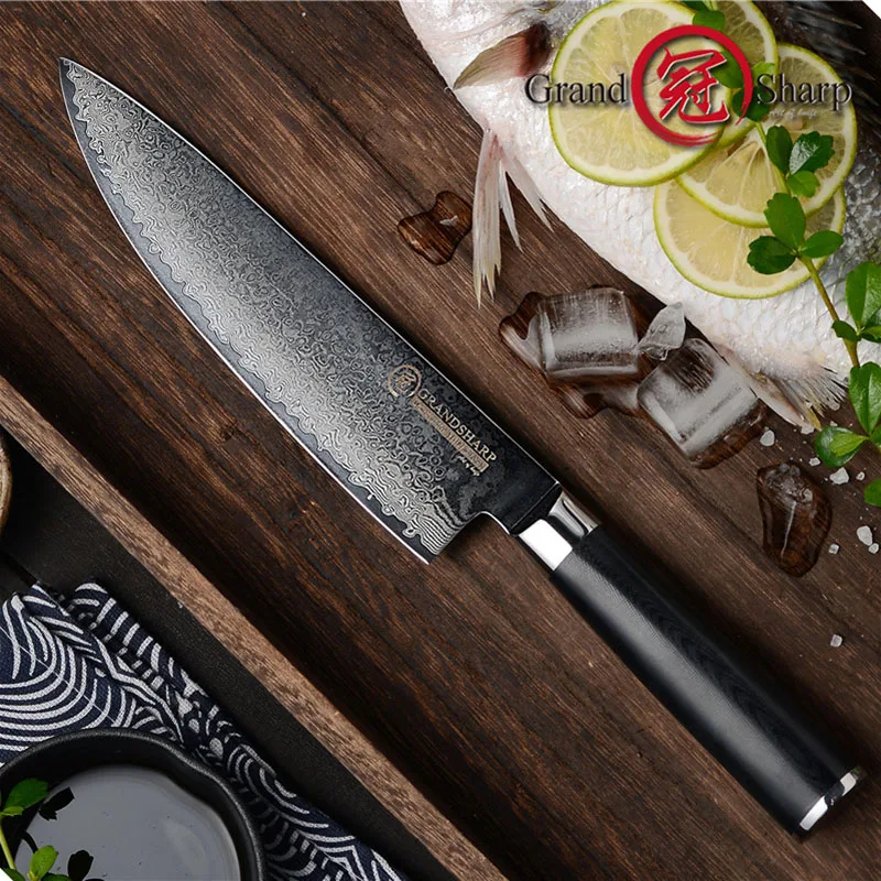 

Chef Damascus Knife 67 Layers Damascus VG10 Steel 8 Inch Sharp Cleaver Sashimi Sushi Japanese Kitchen Knives G10 Handle Gift Box