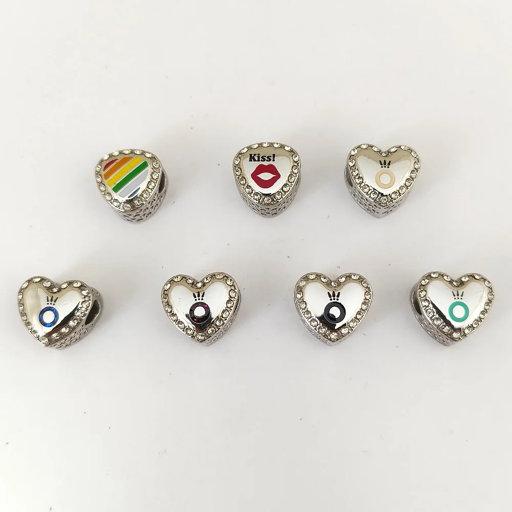 

3 Pcs/lot Stainless Steel Original Charm Heart Bead Suitable For PandoraB bracelet DIY Women's Jewelry