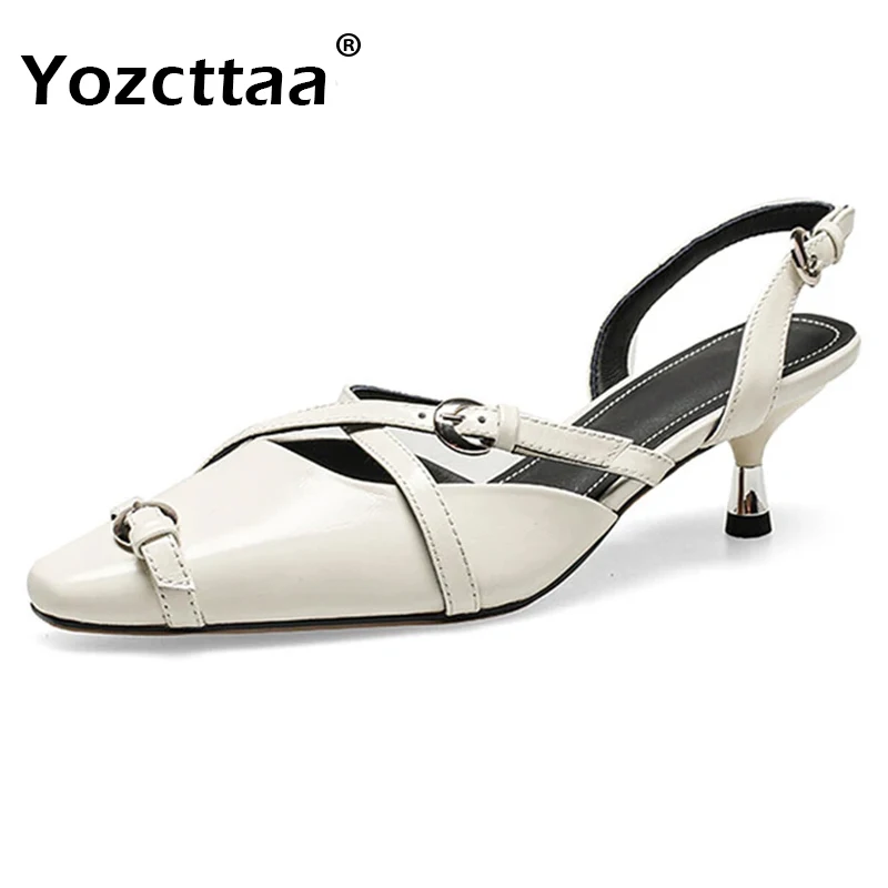Сандалии Yozcttaa женские на высоком каблуке босоножки из натуральной кожи с