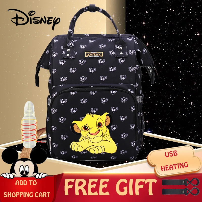 

Рюкзак для подгузников Disney «Король Лев», вместительный Водонепроницаемый ранец для мам, на детскую коляску, с Usb