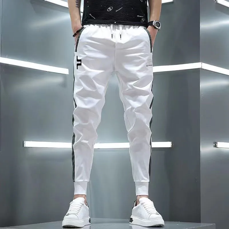 Golf Summer Ice Silk Sports Pants Men's 2023 New Slim-fit Small Foot Pants Trend Everything Bunched Foot Nine Points Casual Pant