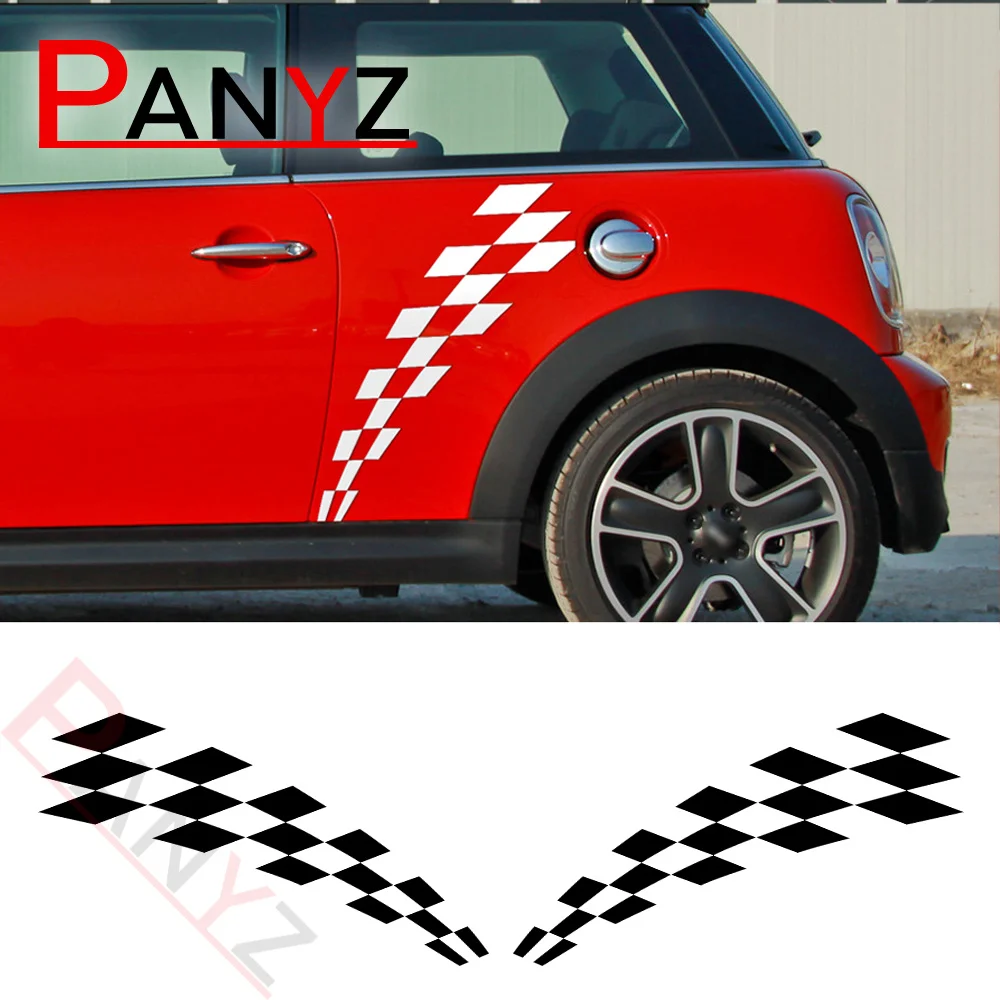 

2 Pieces Checker Flag Door Side Stripes Decal Stickers for Mini Cooper R56 R57 R58 Clubman R55 F54 R60 F60 56 F55 R61 R50 R52