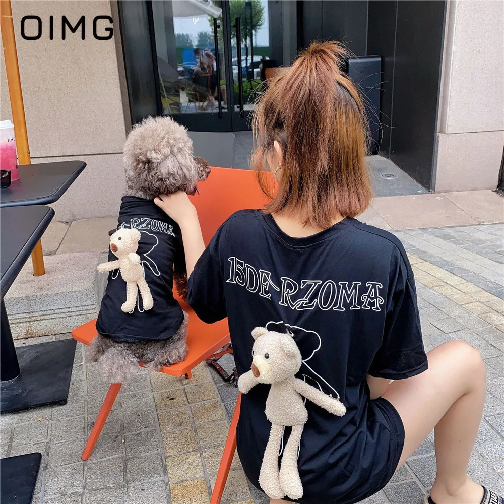 

OIMG Ins Tide Brand Pet Clothes T-shirt Dog Cat Parent-child Outfit French Bulldog Teddy Golden Retriever Dog And Owner Clothing