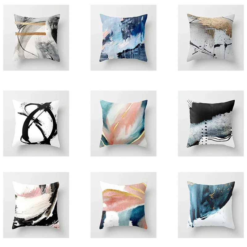 

Creative Abstract Painting Cushion Cover Decorative Soft Short Velvet Pillowcase Home Decor Pillow Case for Sofa Bedroom Office