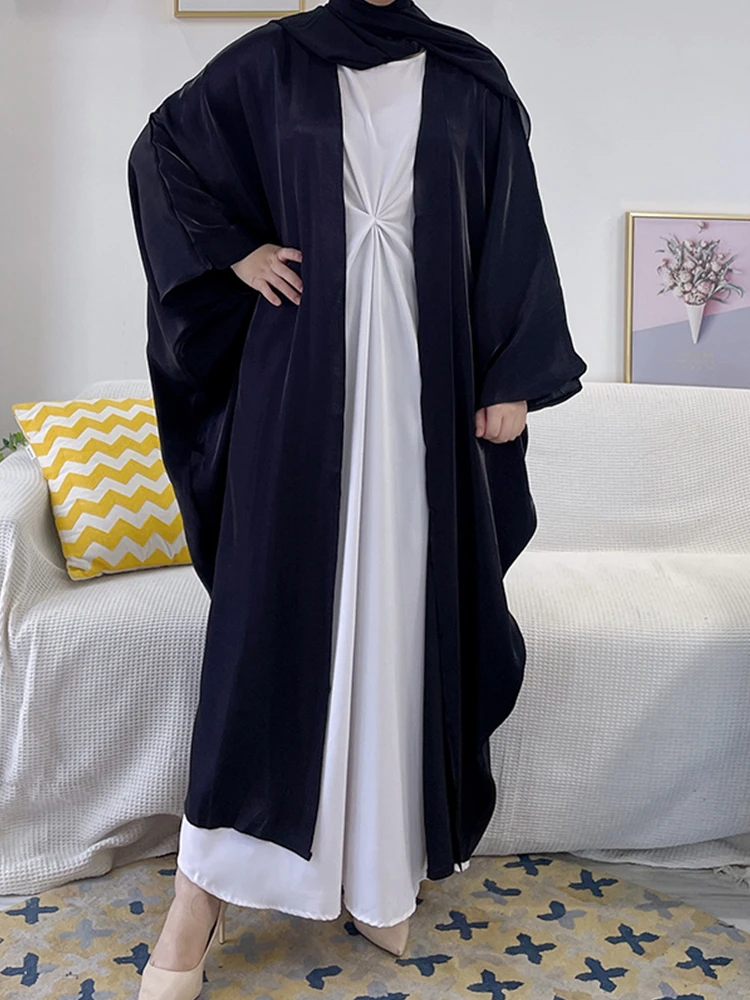 

Shiny Soft Open Abaya Kimono Turkey Batwing Kaftans Abayas for Women Dubai 2022 Muslim Hijab Dress Islam Evening Modest Outfits