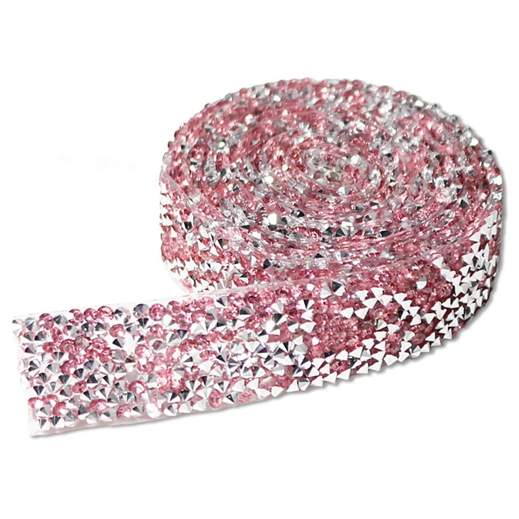

1/2/3/5 блестящие наклейки, украшение из кристаллов из смолы, декоративные бусины для фиксации, привлекательная сверлильная лента с розовым блеском, 1 код, 2 см в ширину