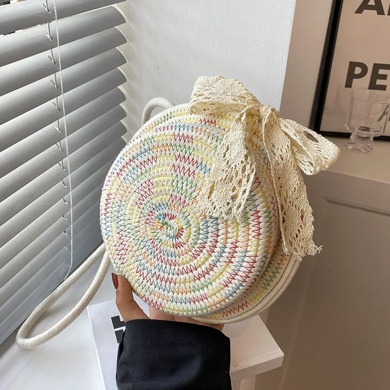 

Hand-woven Women's Shoulder Handbag Bohemian 2022 Summer Fashion Straw Beach Tote Bag Travel Shopper Weaving Hat Pattern Bags