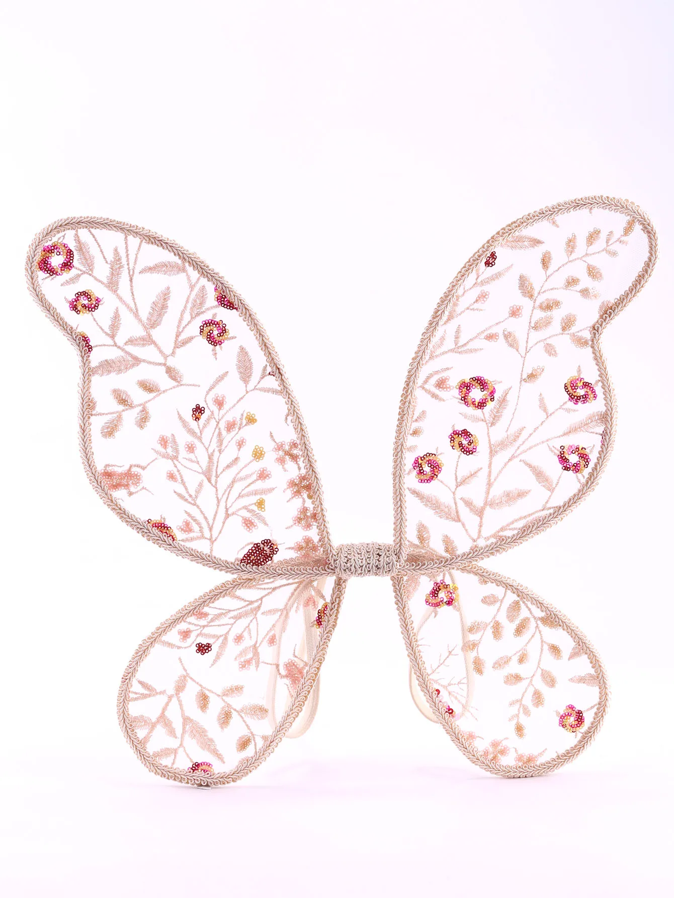 Снежные зубья сетка вышивка блестки лист девушка крылья бабочки праздничный