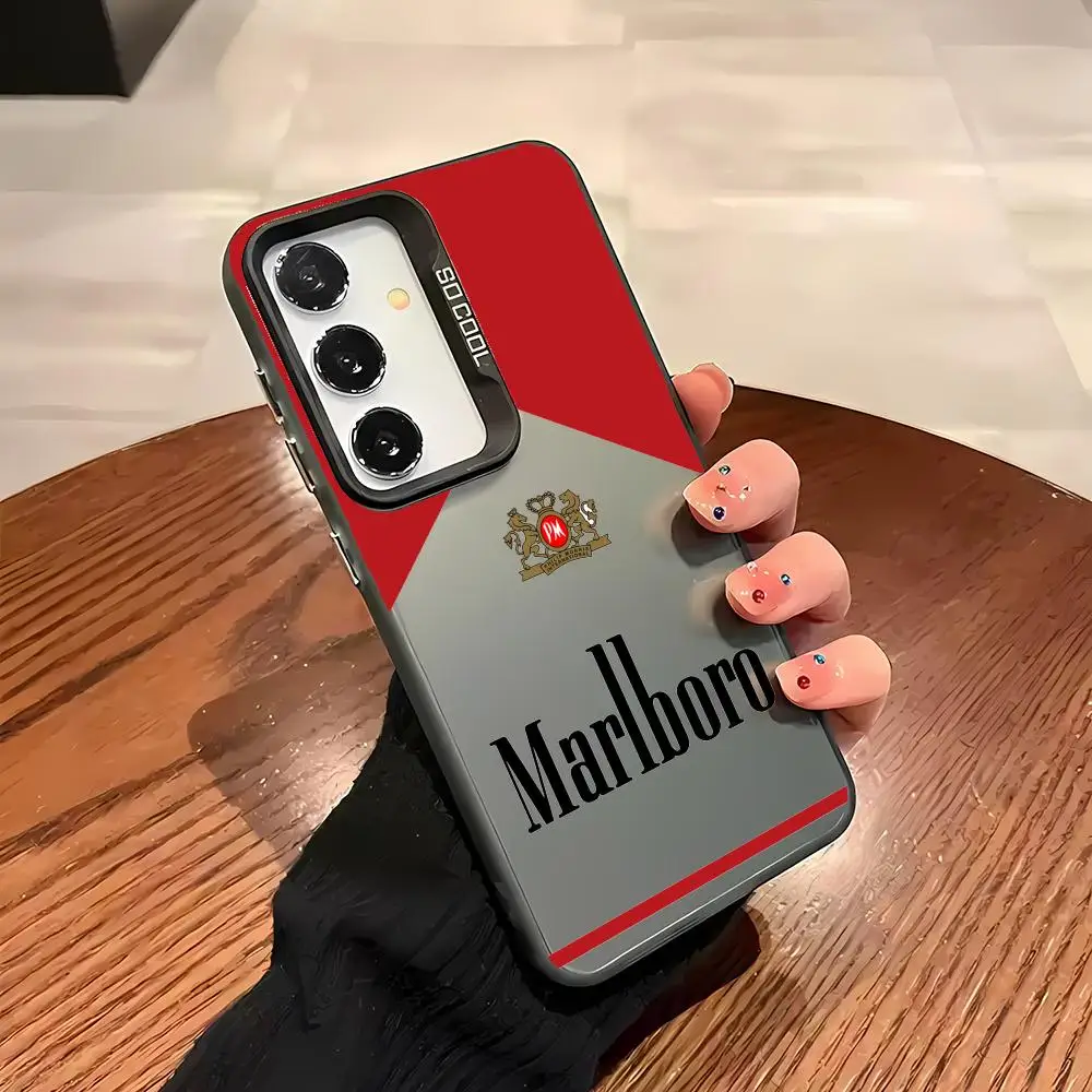 Чехол для телефона M-Marlboro Samsung Galaxy S25 S24 S23 Ultra S22 Plus S20 A55 лазерный цветной
